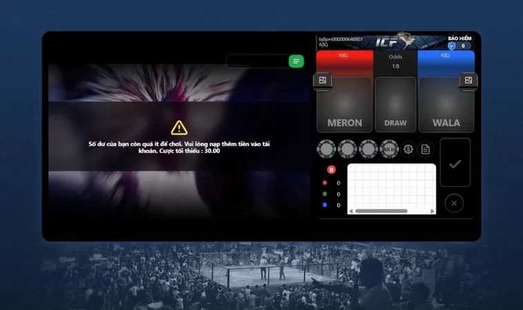 Giao diện đặt cược đá gà SonClub