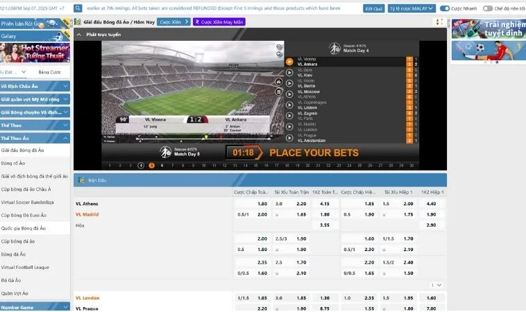 Tìm Hiểu Cá Cược Thể Thao Ảo SonClub Chi Tiết Nhất 2025 2 Giao diện đặt cược thể thao ảo SonClub